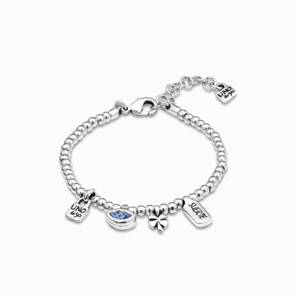 UNO de 50 Silver-tone Beaded Bracelet with Crystal